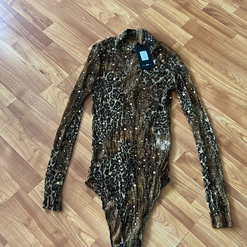 Mesh animal print bodysuit